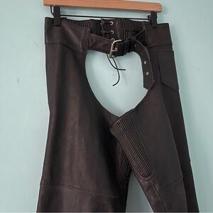 Interstate Leather Chaps Black S Motorcycle Rally Waterproof Biker Protection